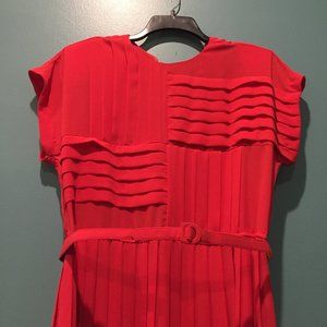 Vintage Susan Howard Red Chiffon Dress w/belt, size 14